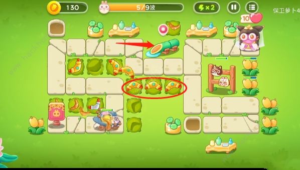 保卫萝卜2第五十四关该怎样应对1