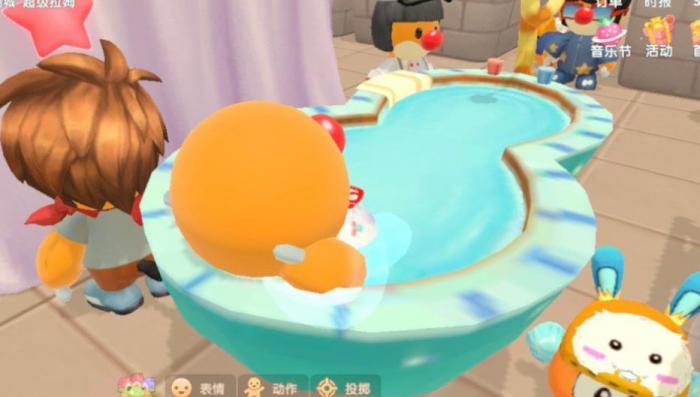 摩尔庄园买了浴缸后怎么放1