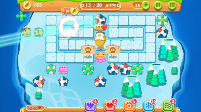 保卫萝卜2第39关冰锥怎么过1