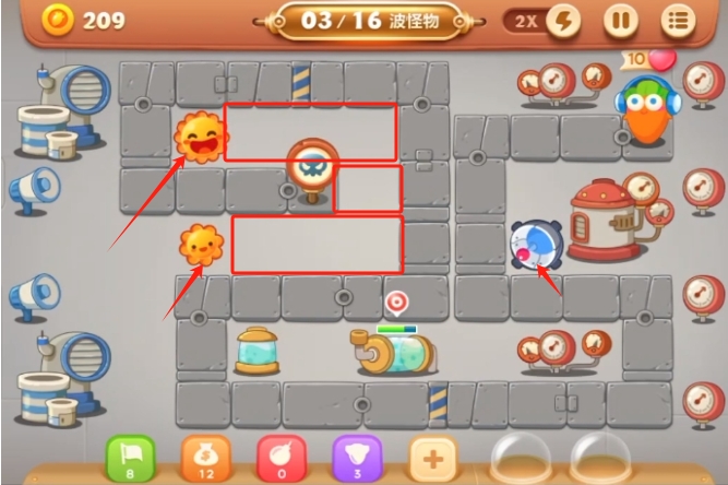 保卫萝卜3工厂第36关怎么过1