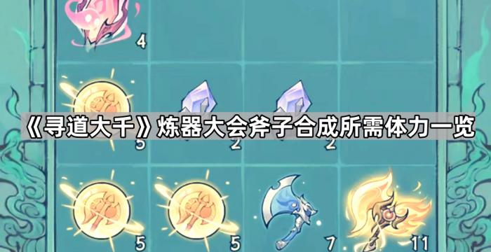 《寻道大千》炼器大会斧子合成所需体力一览1