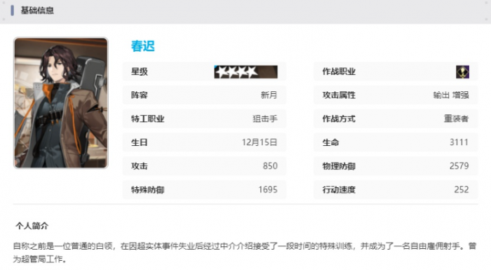 新月同行春迟有什么技能8