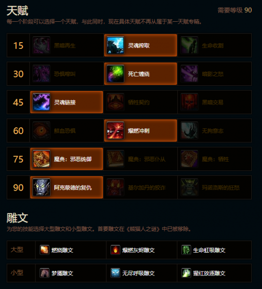 魔兽世界熊猫人之谜毁灭术天赋雕文推荐1