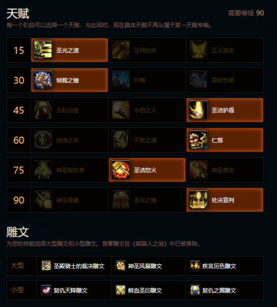 魔兽世界熊猫人之谜惩戒骑天赋雕文推荐1