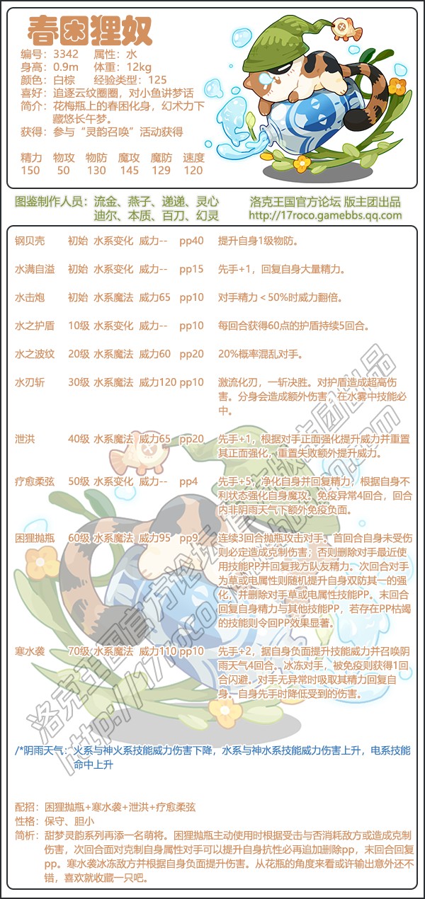 洛克王国春困狸奴性格推荐1