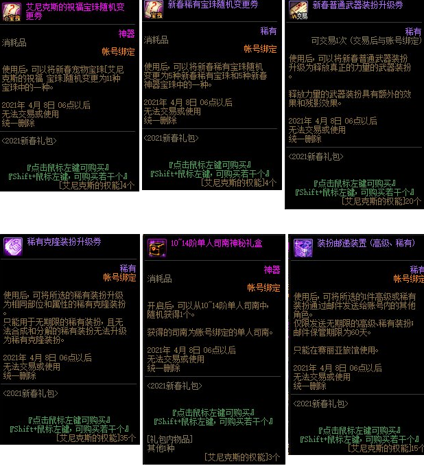 《DNF》权能商店物品大全2