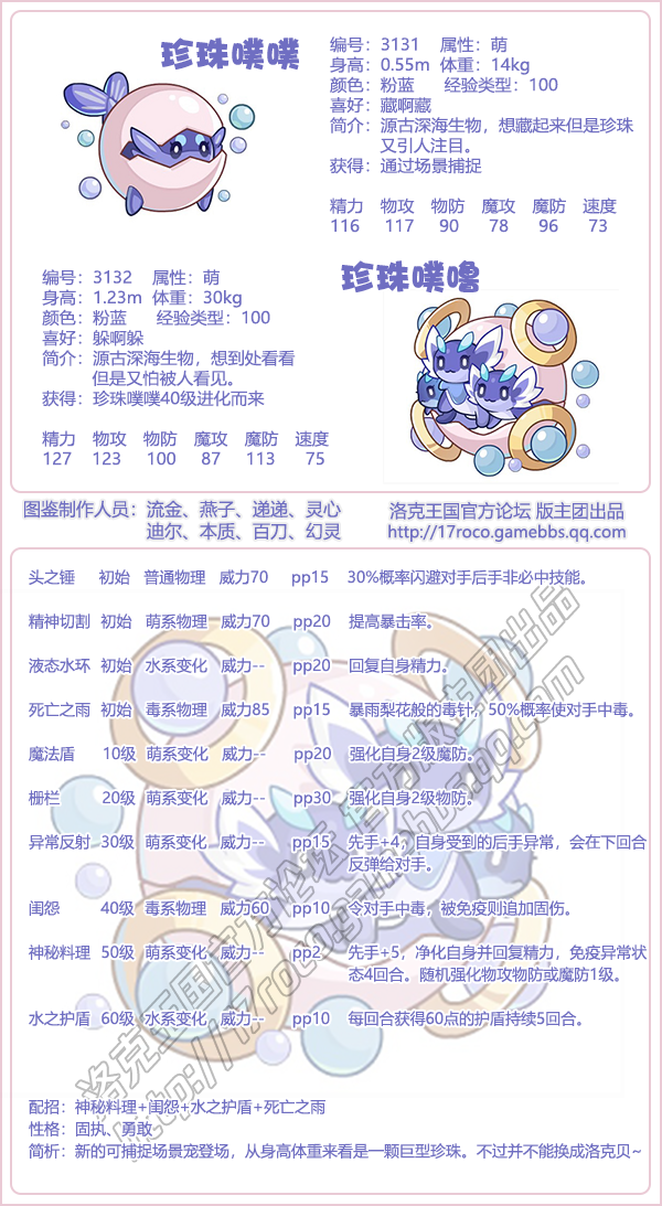 洛克王国珍珠噗噗技能表1