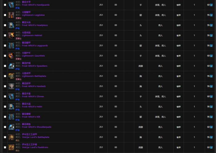 魔兽世界寒冰纹章换哪些装备10