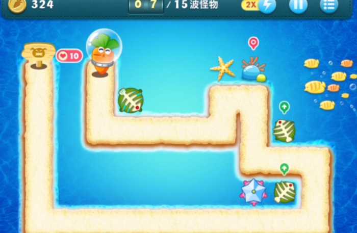 保卫萝卜深海第1关怎么通关2