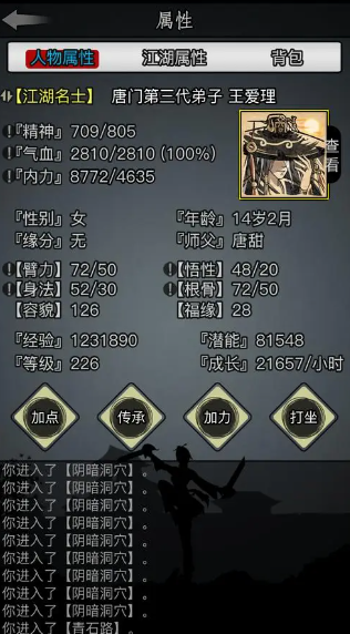 放置江湖一转唐门属性点怎么分配3